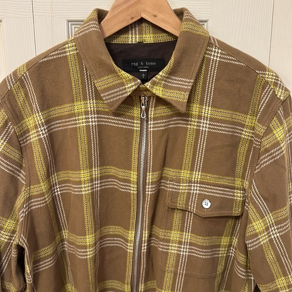 RAG & BONE Zip Dalton Plaid Shirt lightweight jacket size large - Picture 4 of 9